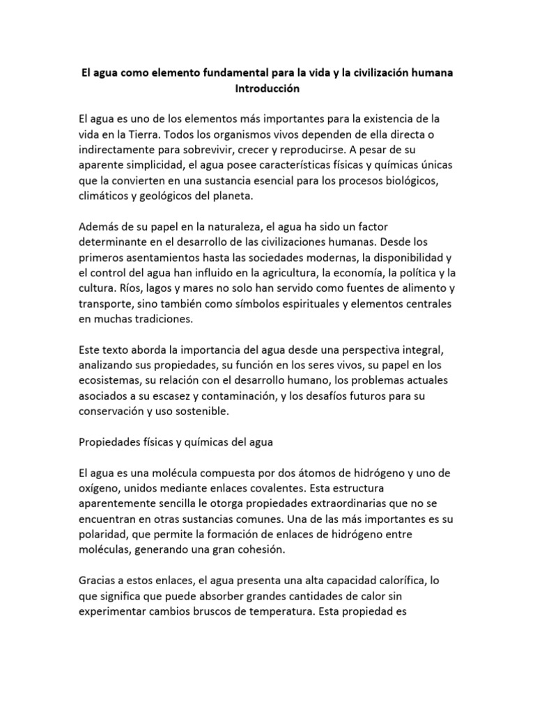 Importancia del Agua en la Vida Humana | PDF | Agua | Contaminación