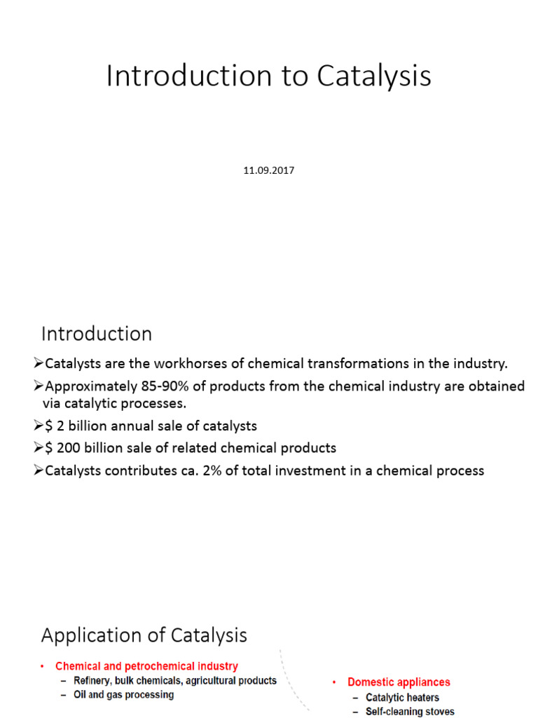 Overview of Catalysis and Its Applications | PDF | Catalysis | Process ...