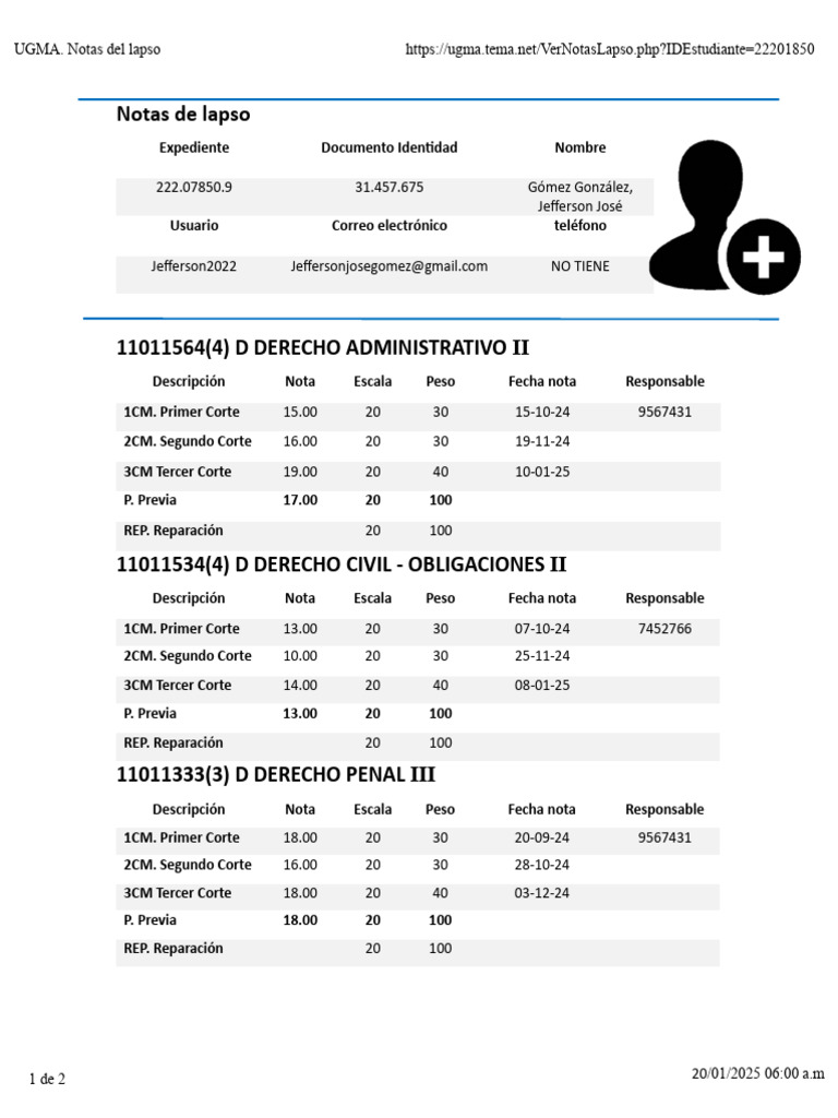 Notas del lapso académico 2024-2025 | PDF | Justicia | Crimen y violencia