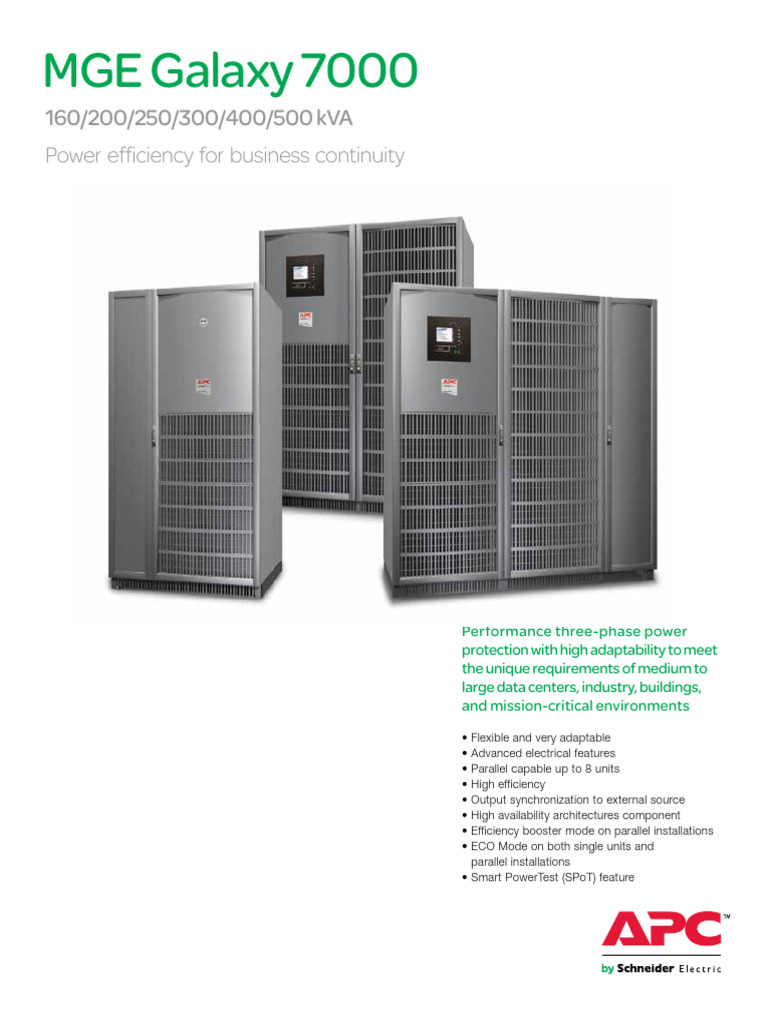 APC MGE Galaxy 7000 Brochure | PDF | Alternating Current | Data Center