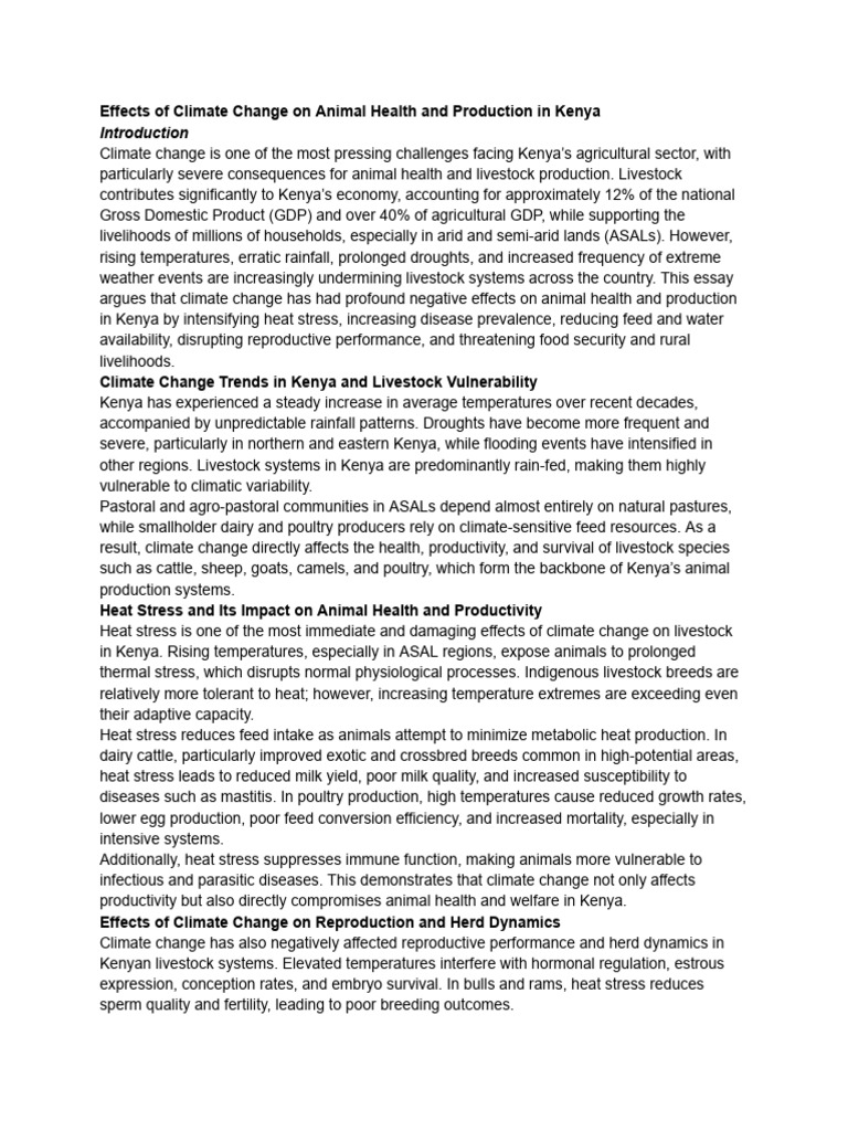 Effects of Climate Change on Animal Health and Production in Kenya ...