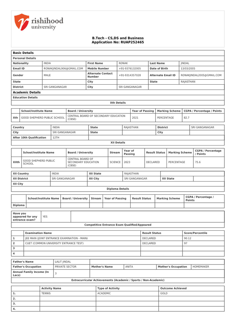 Application Form RUAP252465 | PDF | Career And Technical Education ...