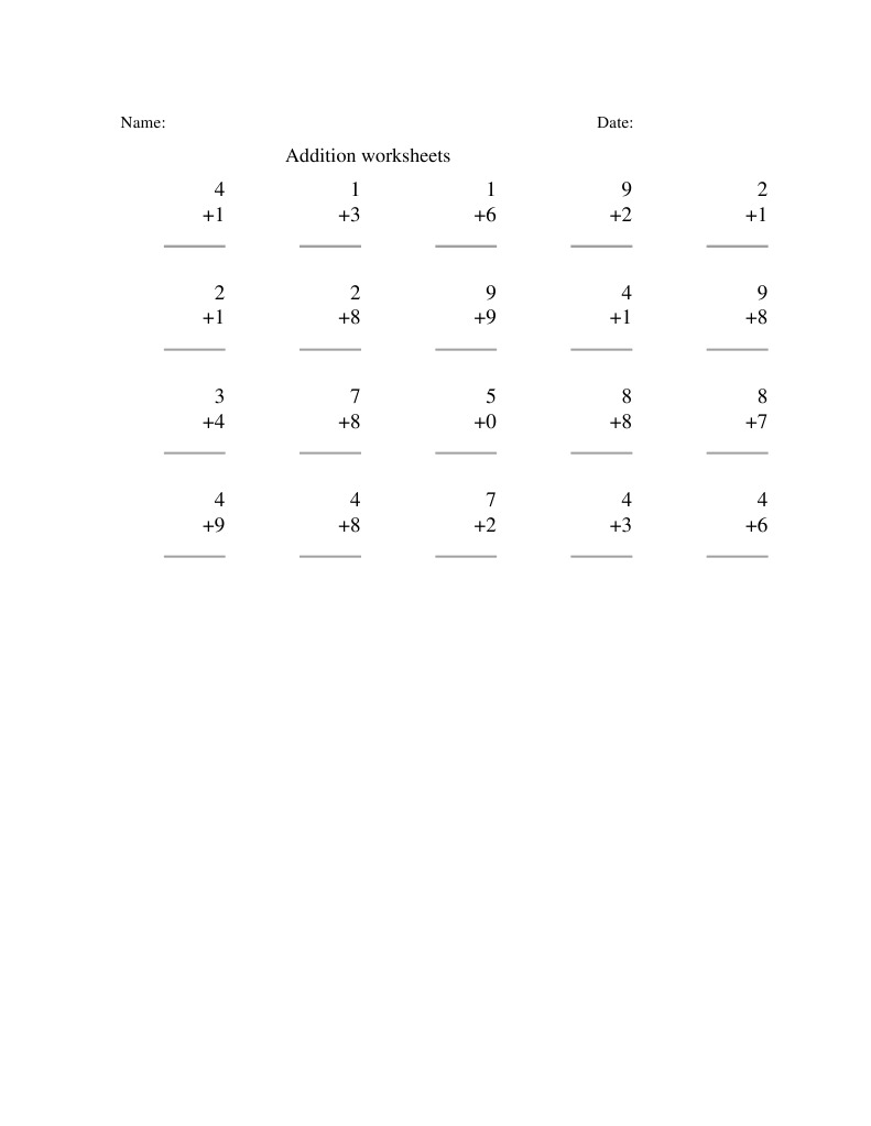 Addition Worksheets for Kids | PDF | Teaching Methods & Materials