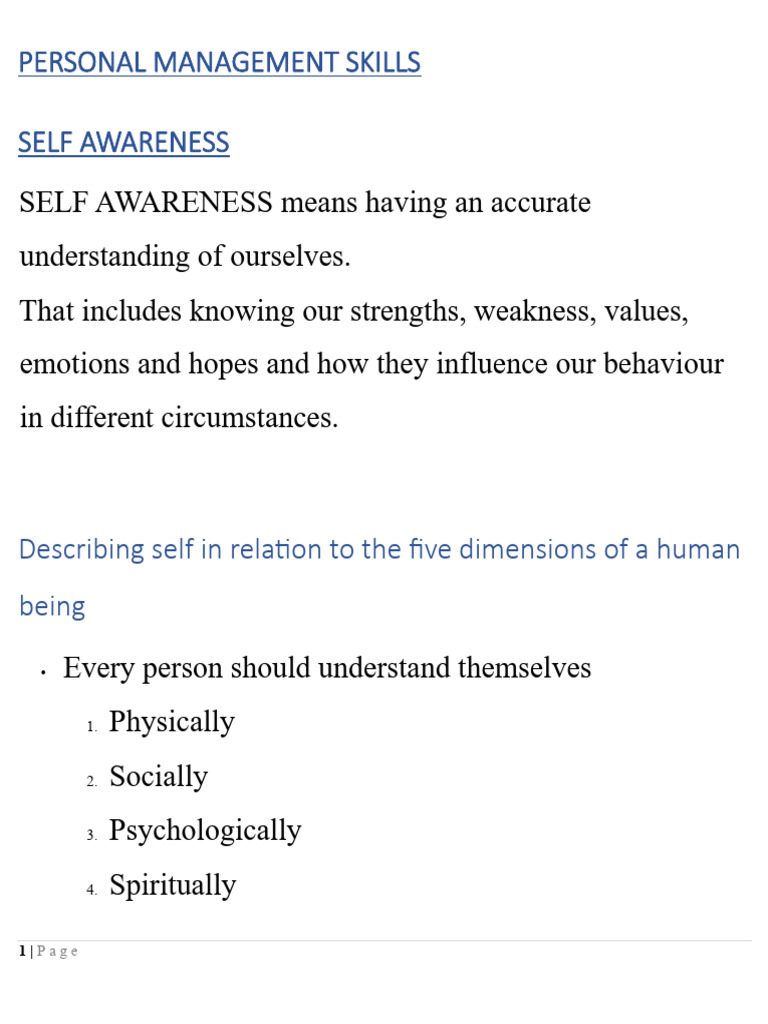 1.g7-Ls-set1-1.1 Personal Management Skills - Self Awareness | PDF ...