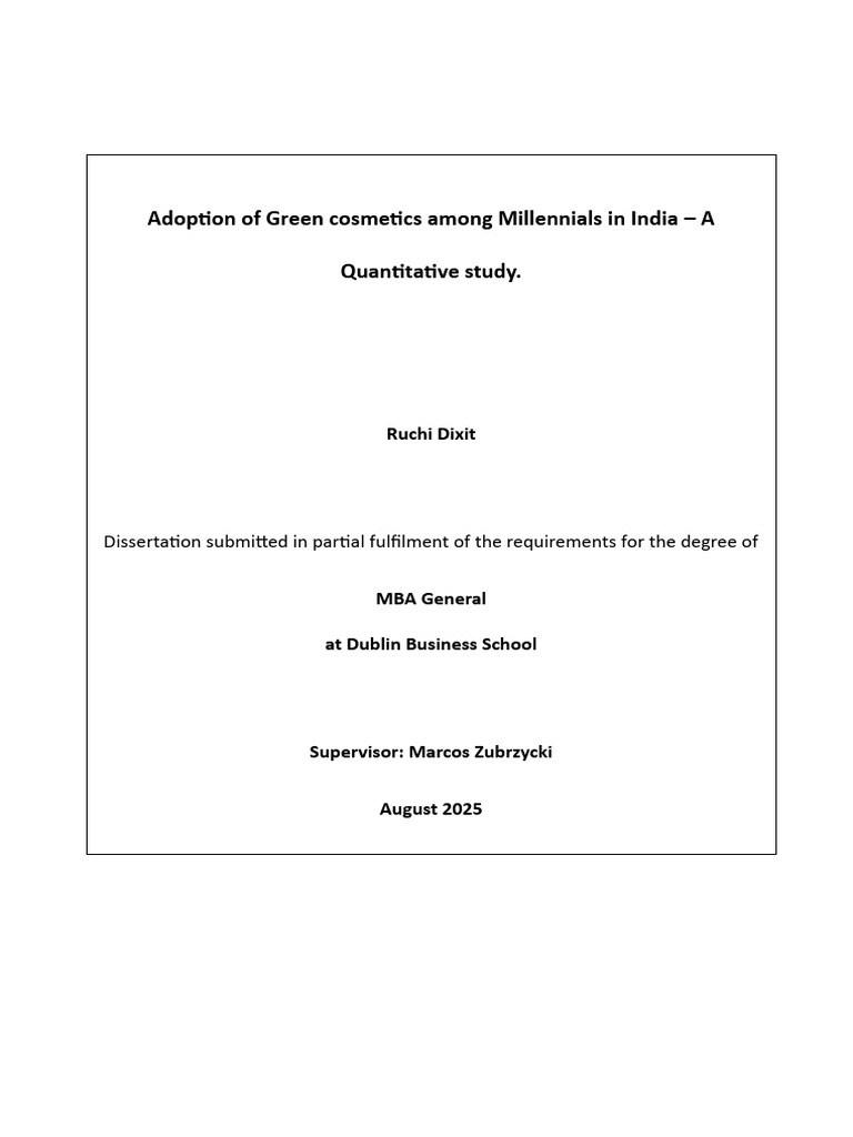 Ruchi Dixit 20047011 Aug 2025 MBA Dissertation | PDF | Consumer ...