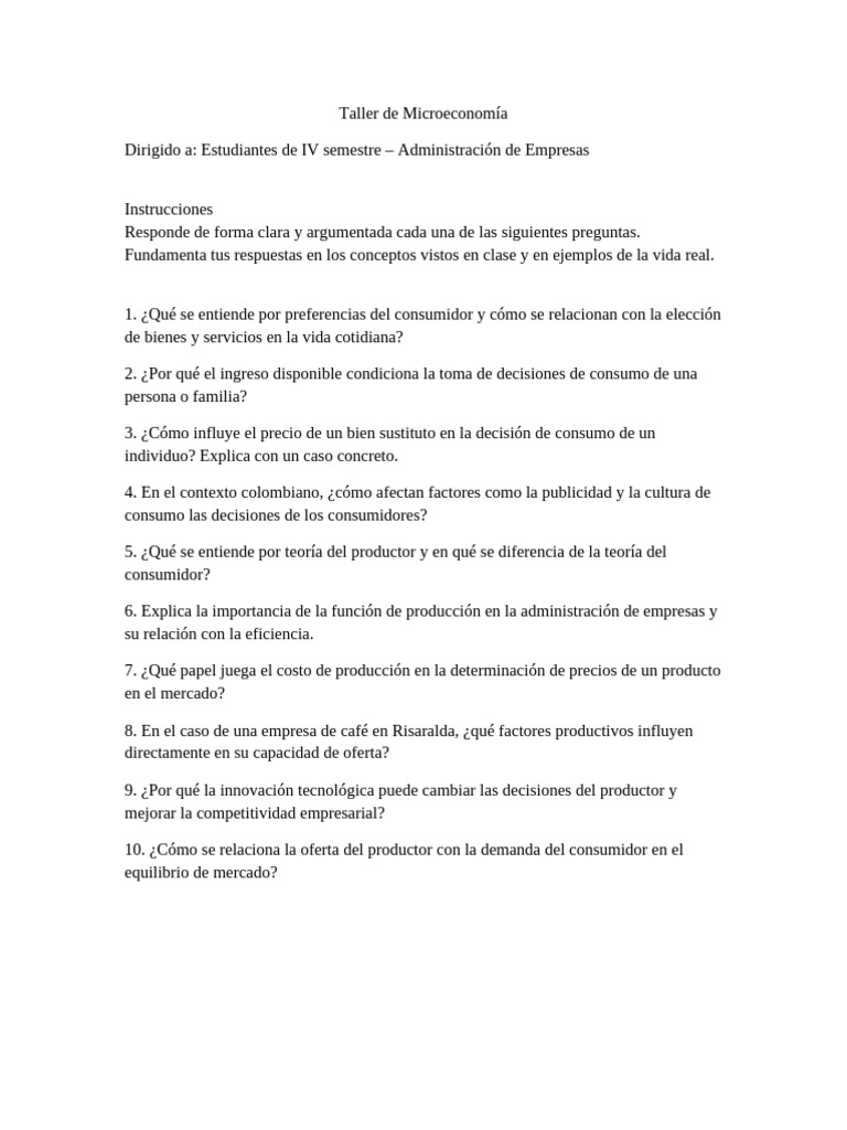 Taller Micro | PDF