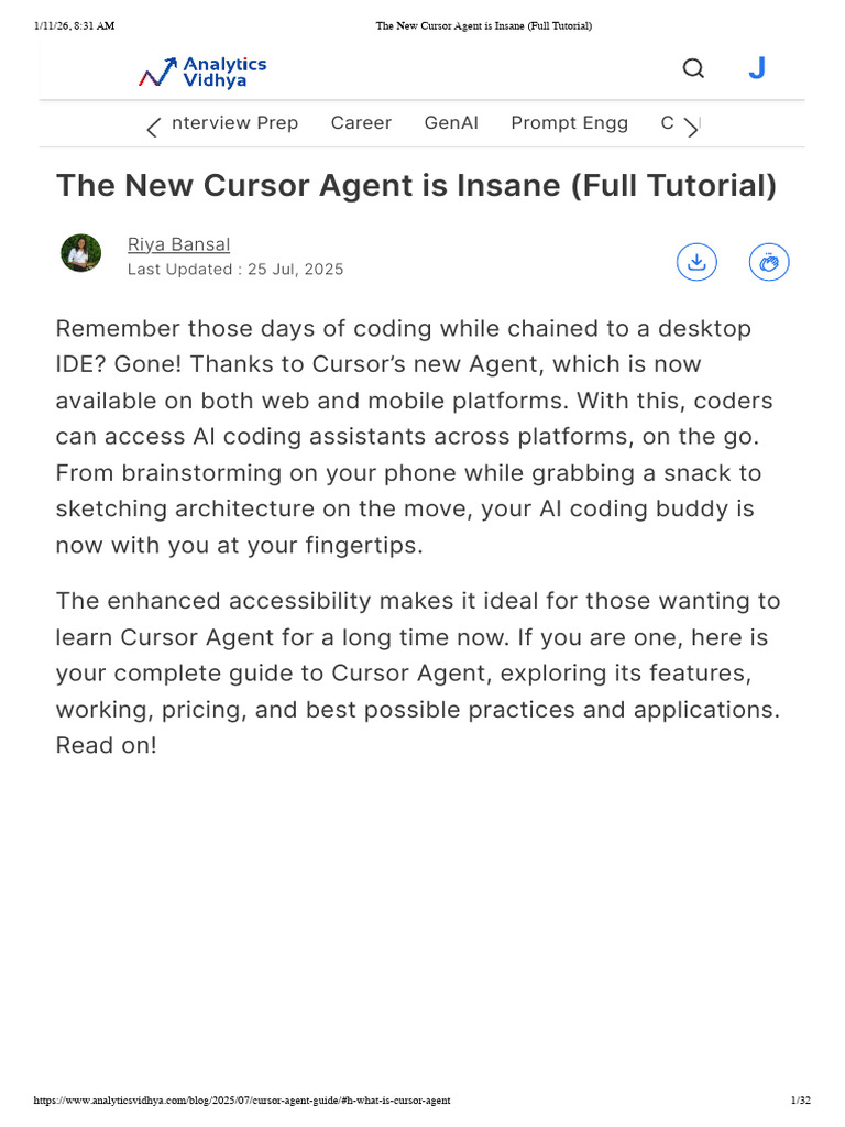 Cursor Agent: Ultimate Coding Guide | PDF | Artificial Intelligence ...