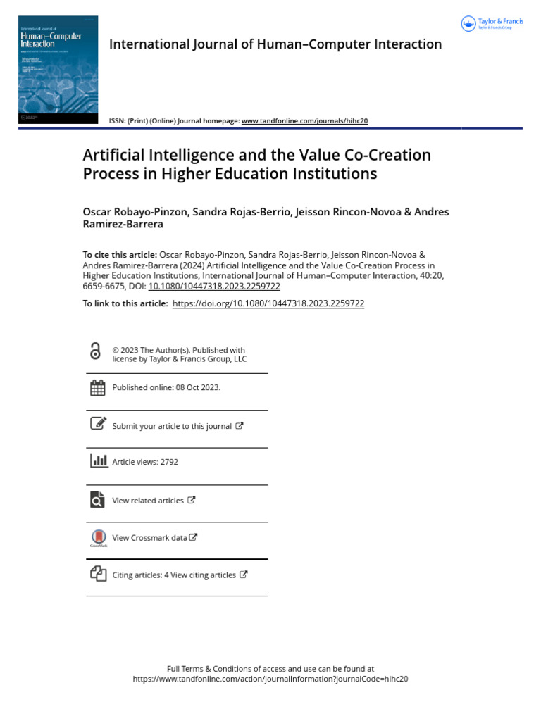AI's Role in Value Co-Creation in Higher Ed | PDF | Artificial ...