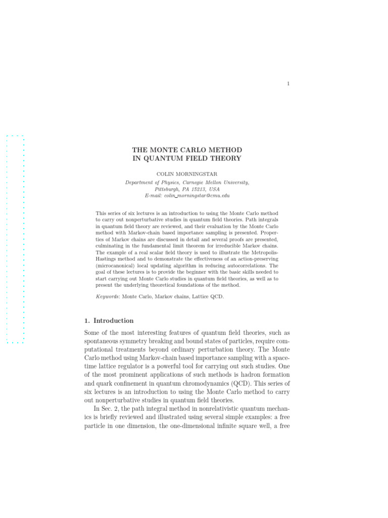 Monte Carlo Method in Quantum Field Theory | PDF | Quantum Field Theory ...