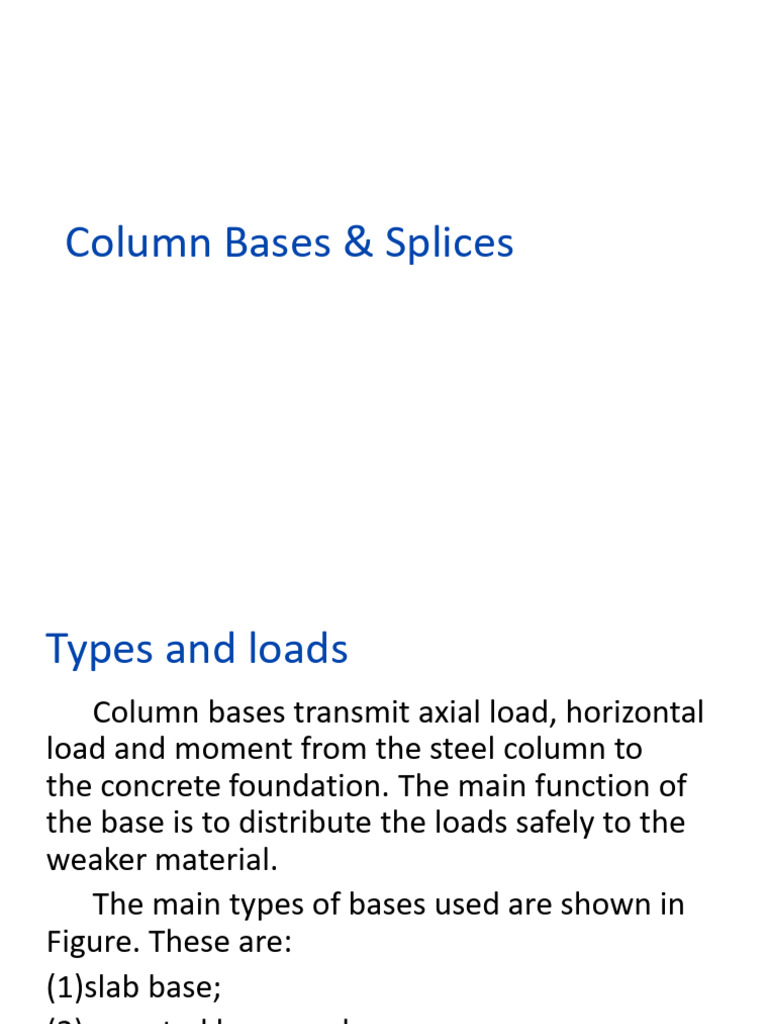 Column Bases and Splices Design Guide | PDF | Column | Screw