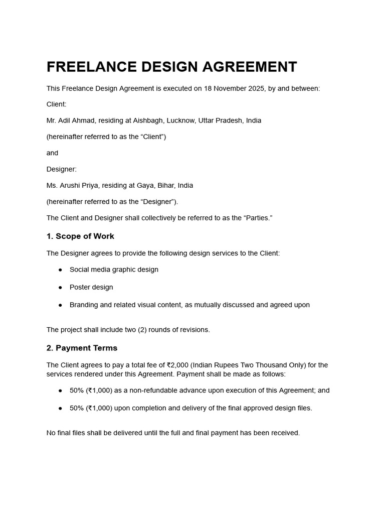 Freelance Design Agreement Template | PDF