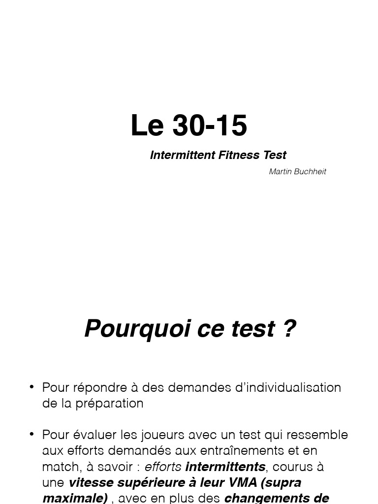 Test Intermittent 30-15 : Évaluation Fitness | PDF