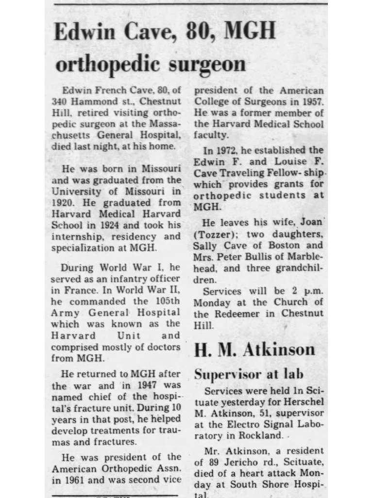 Obituary for Edwin French Cave MD (80) | PDF