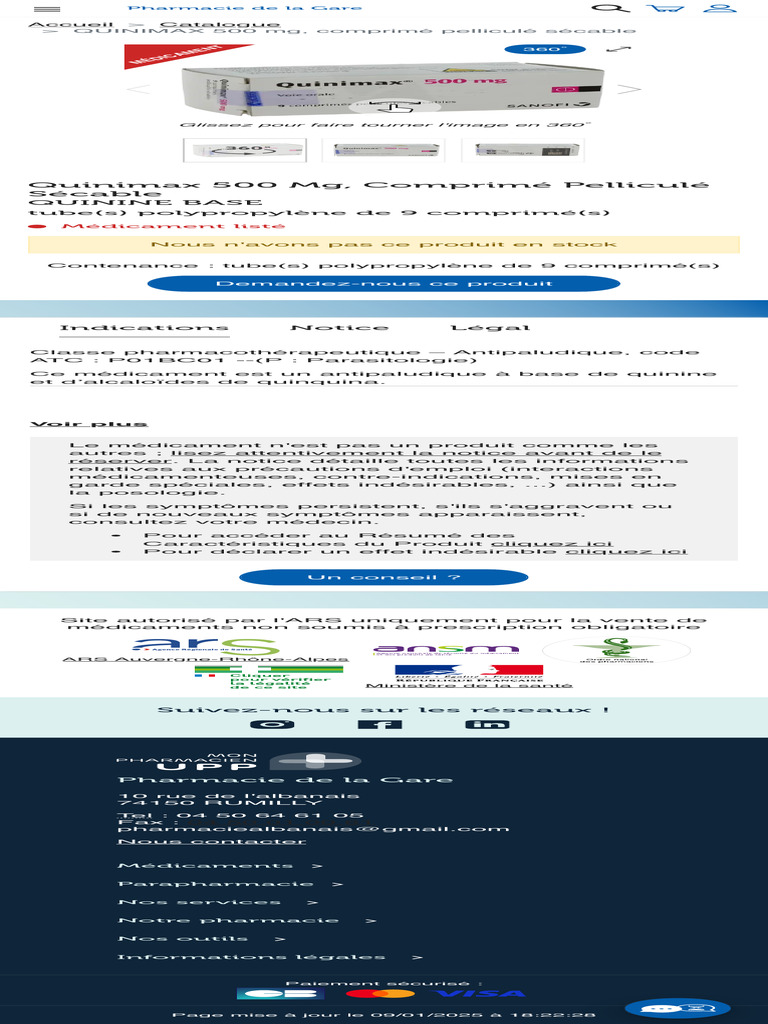 Vente de Quinimax 500 mg en pharmacie | PDF