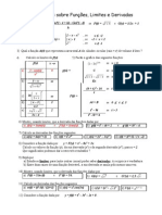 Exercícios Sobre Funções, Limites e Derivadas: 1 - Cos (X) 0 X