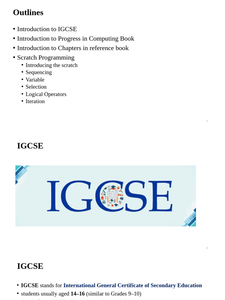 IGCSE Overview and Computing Guide | PDF
