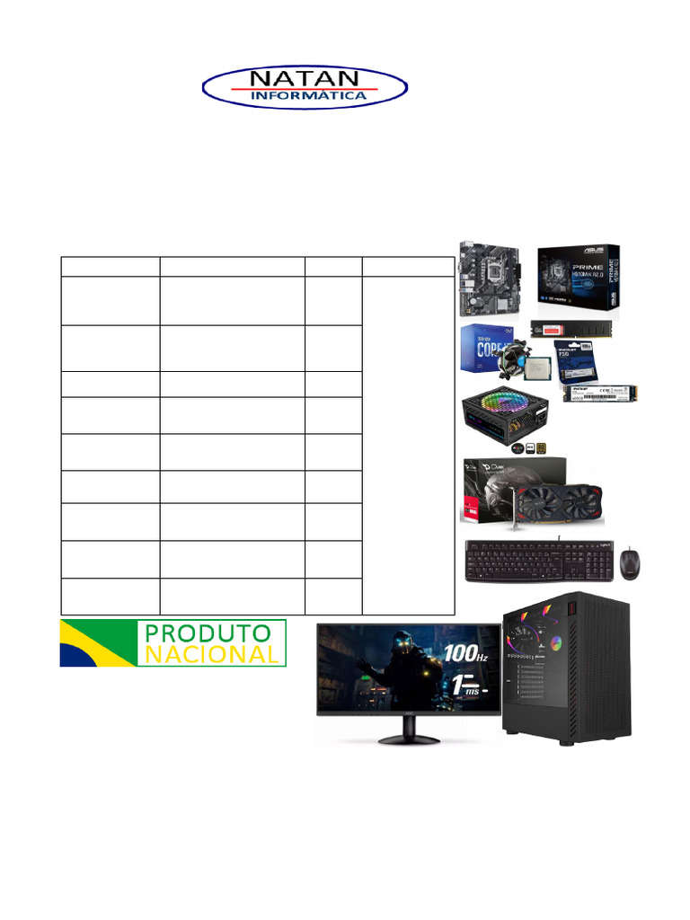 Orçamento Completo para PC Gamer | PDF | Informática | Equipamento de ...