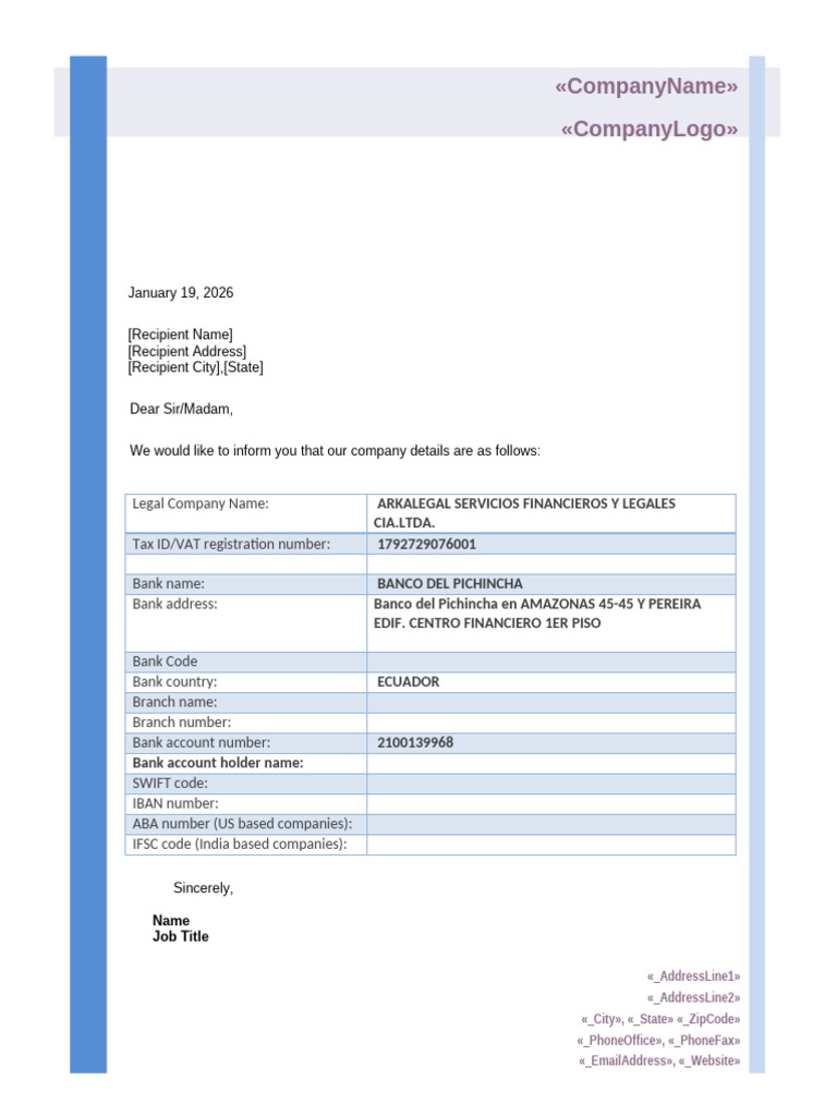 Company Financial Details Letter | PDF