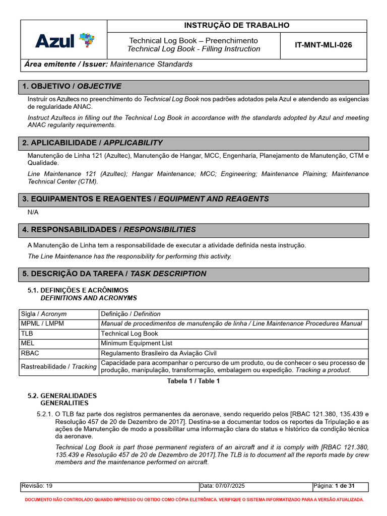 Instruções para Preenchimento do TLB | PDF | Aviação