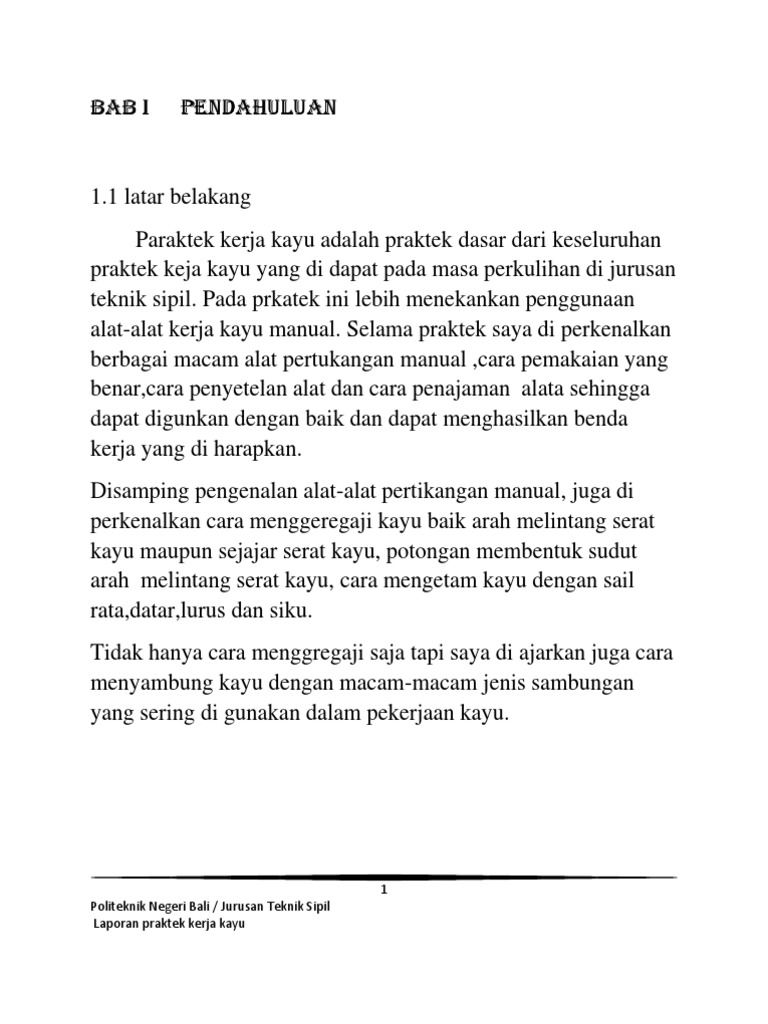 Contoh Report Kerja Kayu