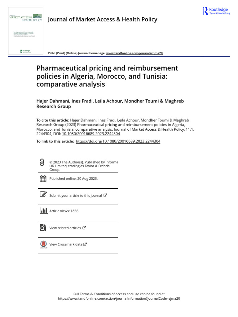 Pharmaceutical Pricing and Reimbursement Policies in Algeria Morocco ...