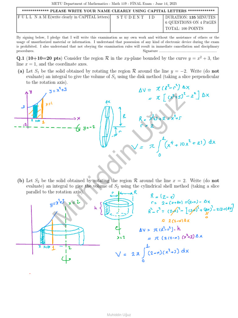 Math 119 2024-2 Final Exam Solutions-web | PDF | Coordinate System ...