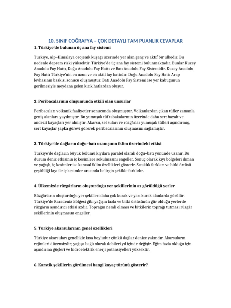 10 Sinif Cografya Hazirlik | PDF
