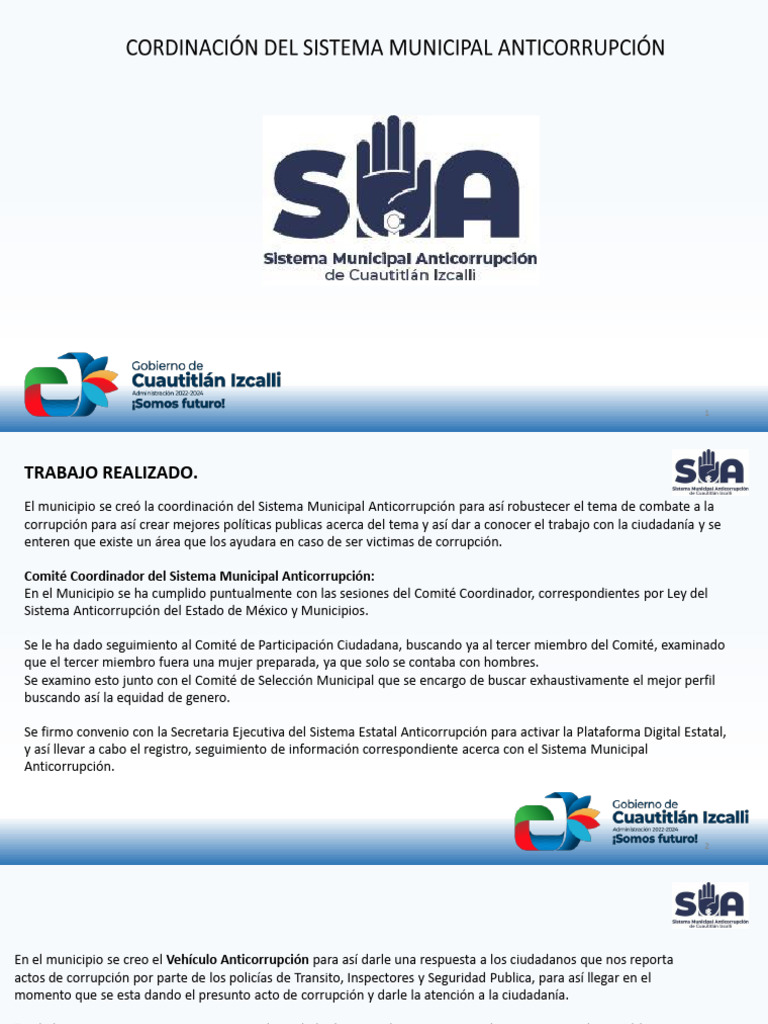 Sistema Municipal Anticorrupción en Izcalli | PDF | Corrupción política ...