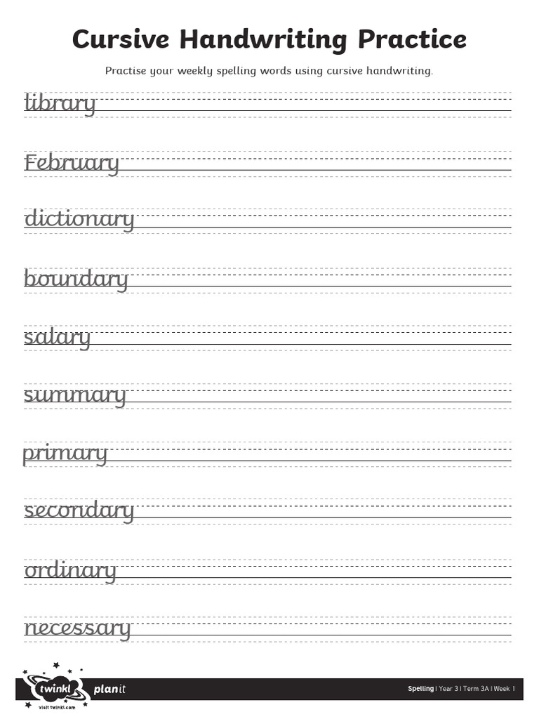 Cursive Handwriting Practice Sheet | PDF