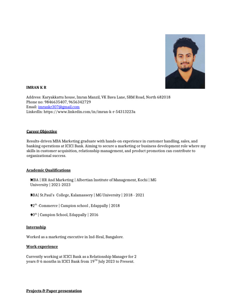Resume- Imran K R- New | PDF