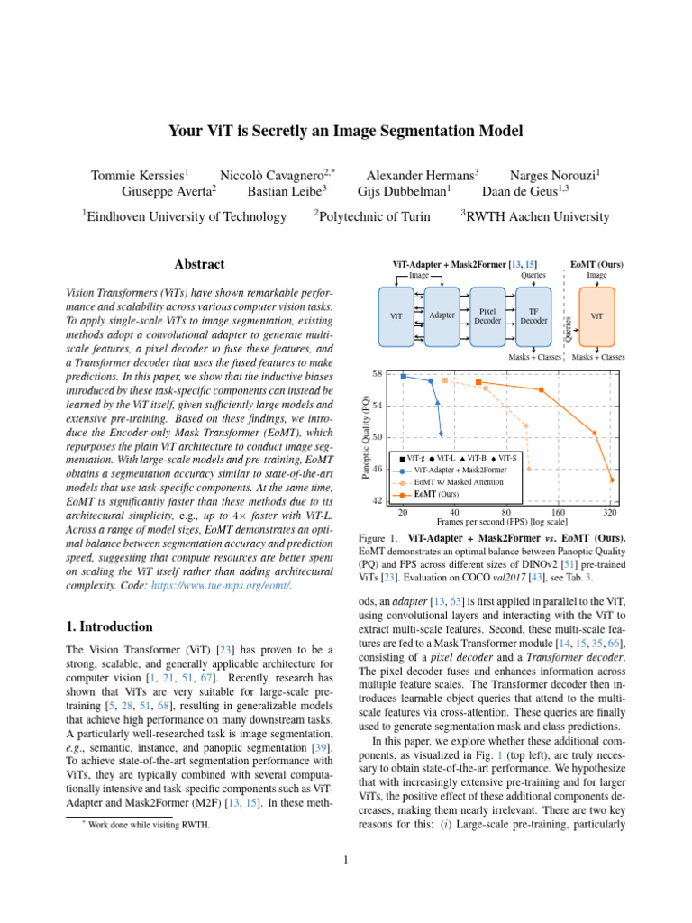 EoMT: Efficient Image Segmentation with ViT | PDF | Image Segmentation ...