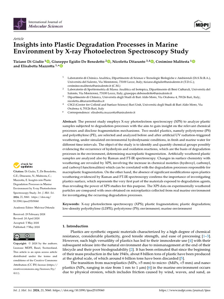 Plastic Degradation in Marine Environments | PDF | Plastic | Surface ...