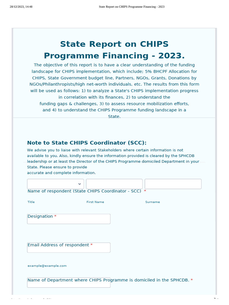 State Report on CHIPS Programme Financing - 2023 - Jotform Form Builder ...