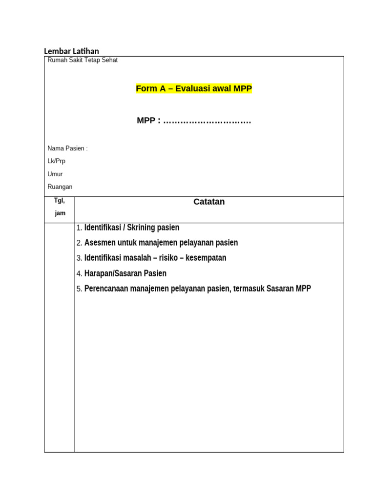 Evaluasi dan Implementasi MPP Pasien | PDF