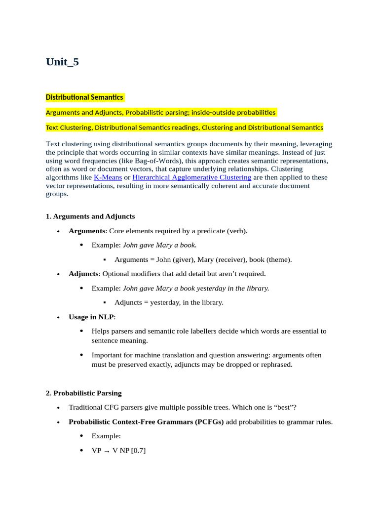 Distributional Semantics in NLP | PDF | Parsing | Cluster Analysis