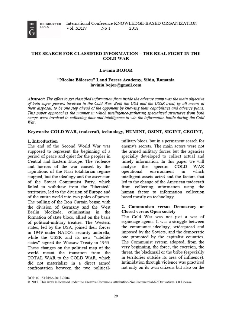 Cold War Intelligence Strategies Explained | PDF | Signals Intelligence ...