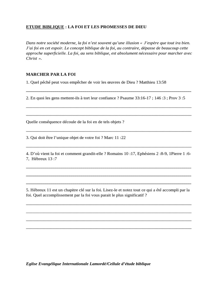 La Foi Biblique et Ses Promesses | PDF