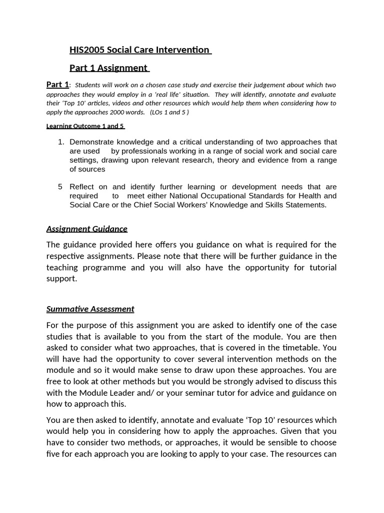 HIS2005 Social Care Intervention Assignment 1 (3)1 (1) | PDF | Social ...