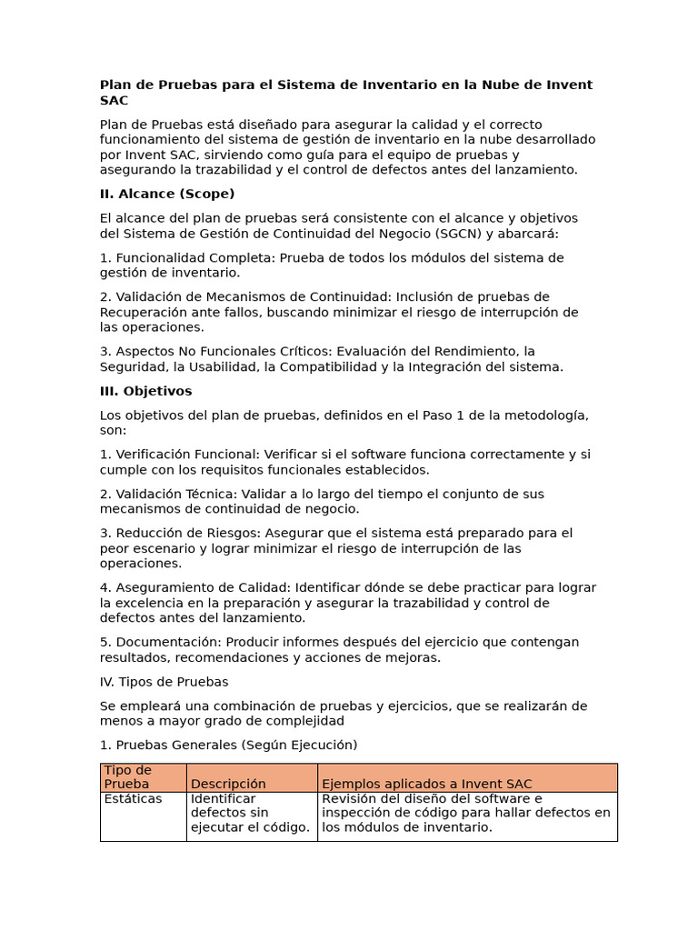 Plan de Pruebas para Inventario en la Nube | PDF | Software | Ciencias ...