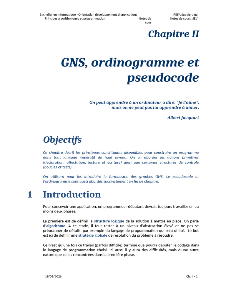 Algorithmes et Programmation en GNS | PDF | Structure de contrôle ...