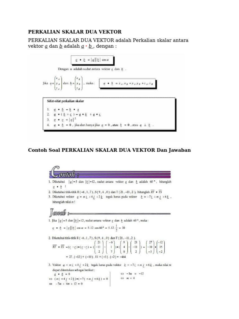 Contoh Soal Perkalian Skalar Vektor | PDF