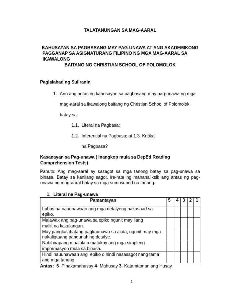 Talatanungan Final - Docx Manuscript | PDF