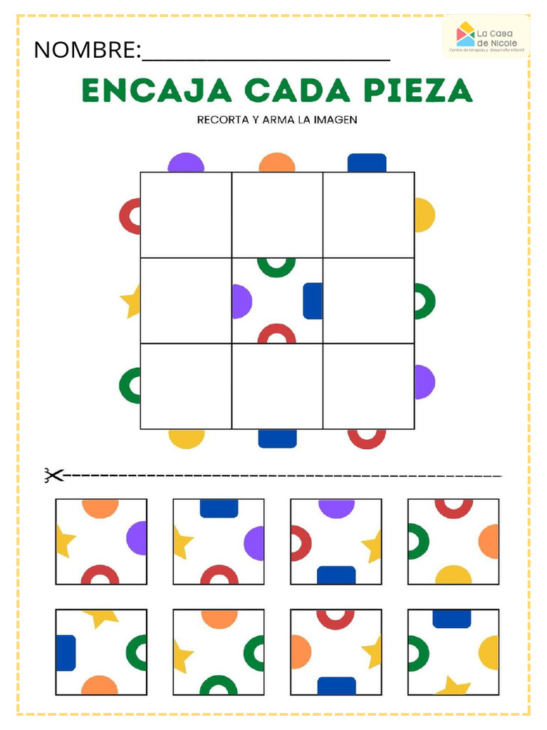 Actividad de Encajar Piezas para Niños | PDF