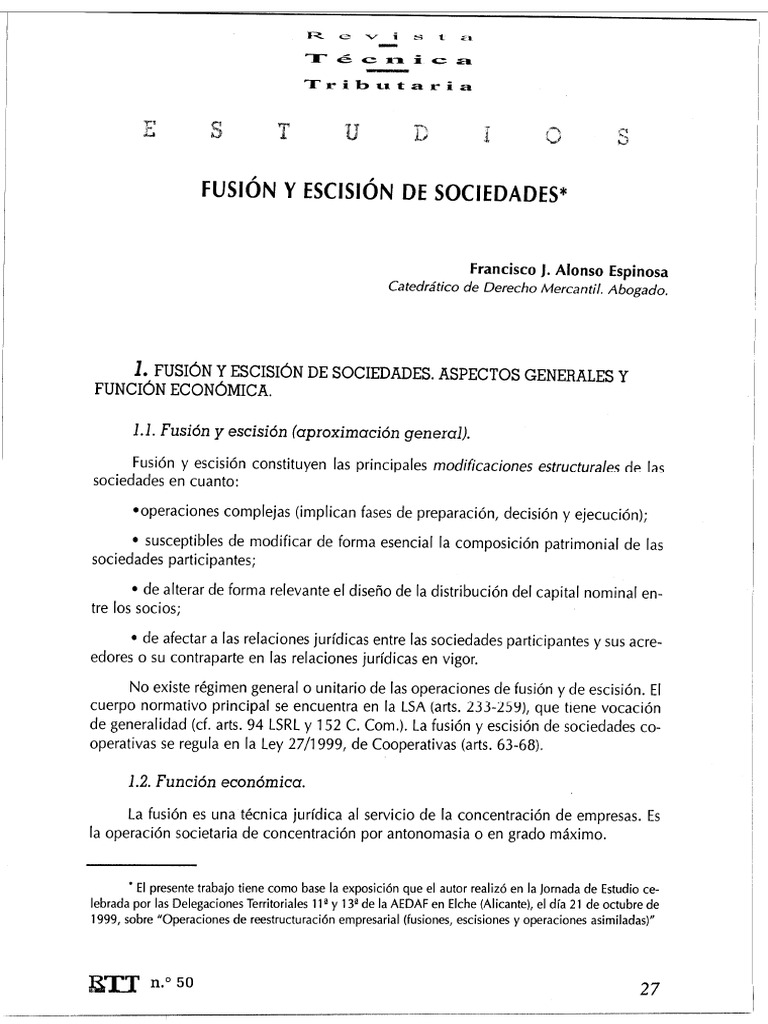Fusión y Escisión de Sociedades: Guía Completa | PDF | Sociedad de ...