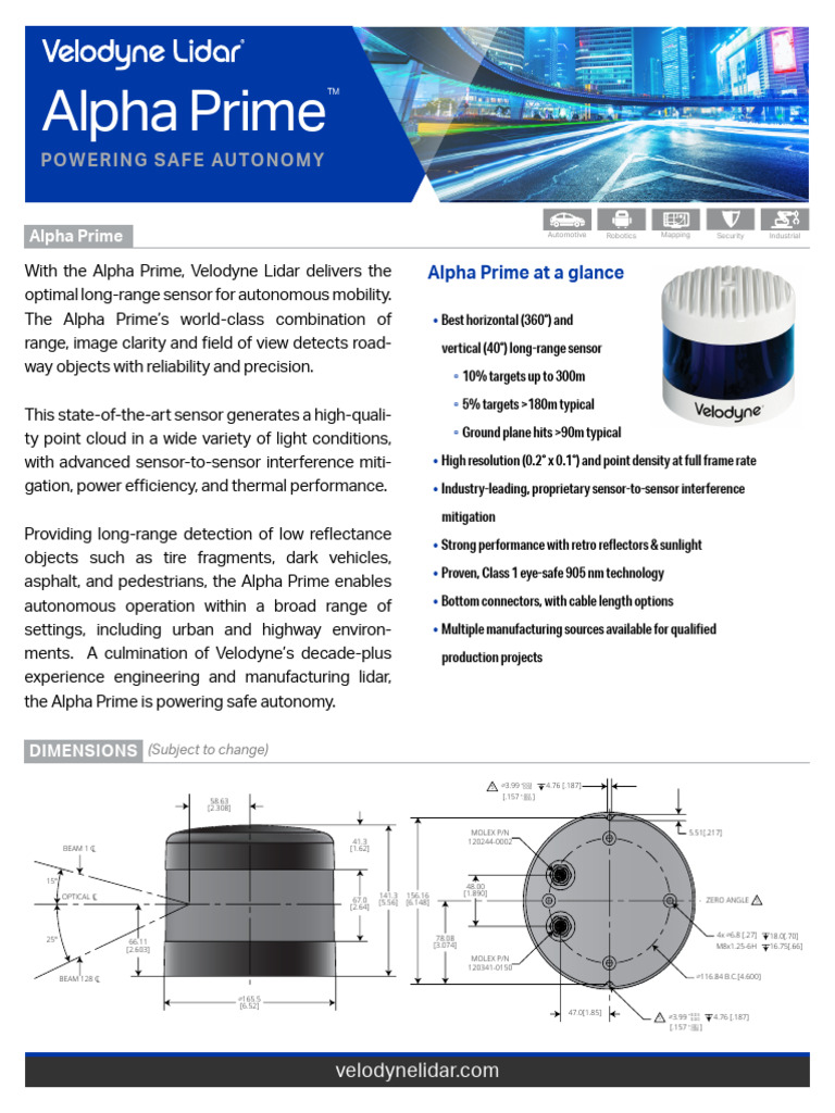 Alpha Prime: Long-Range Lidar Sensor | PDF | Lidar | Applied And ...