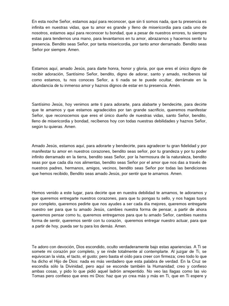 Oración de Adoración y Gratitud a Jesús | PDF | eucaristía | Amor