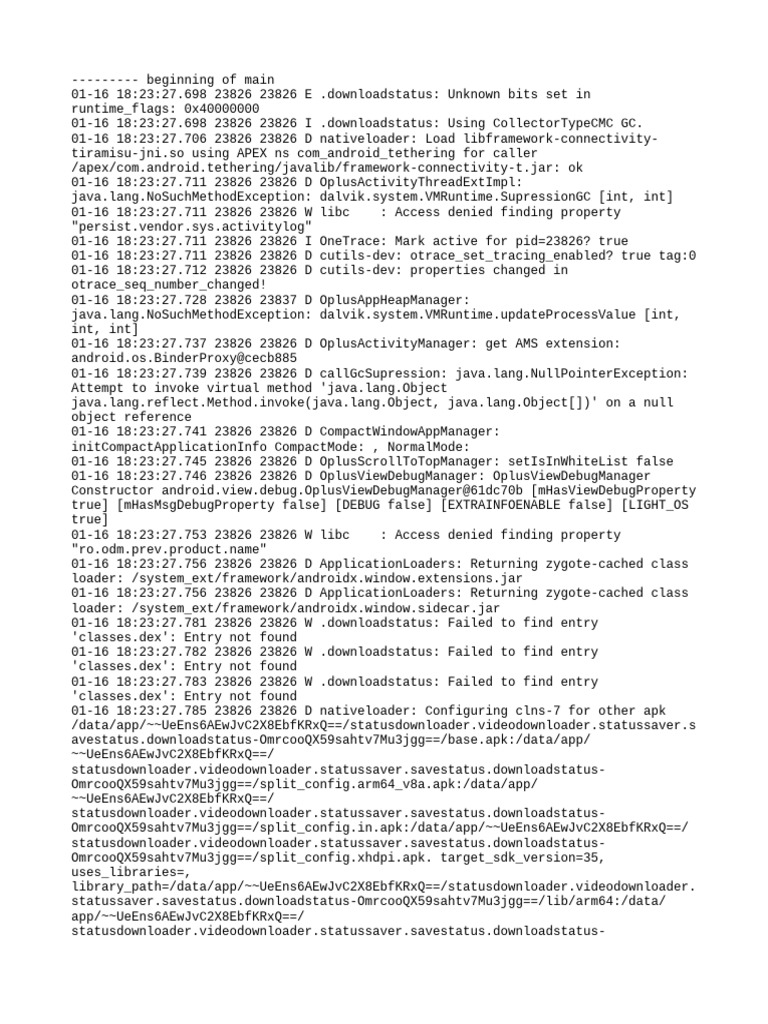 Android App Debug Log Analysis | PDF | Computing | Software