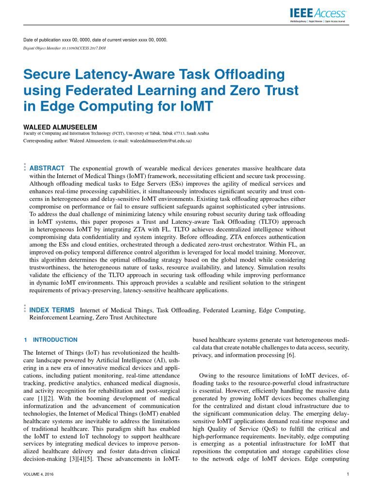 Secure Latency-Aware Task Offloading Using Federat | PDF | Internet Of ...