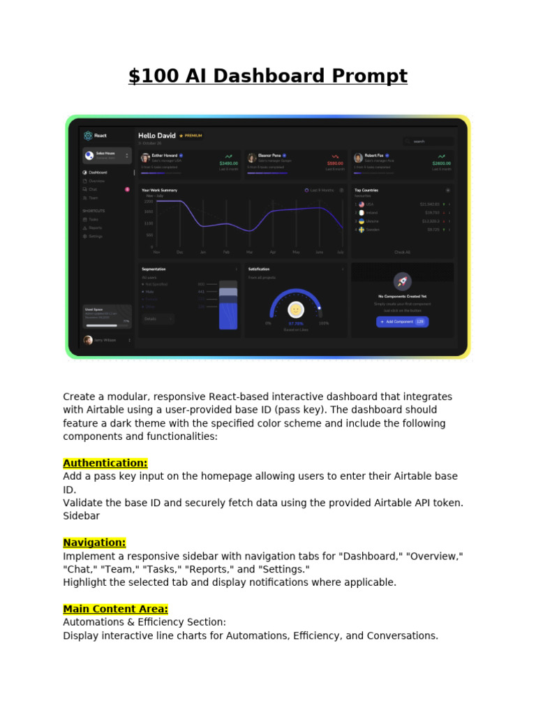 React AI Dashboard with Airtable Integration | PDF | Command Line ...