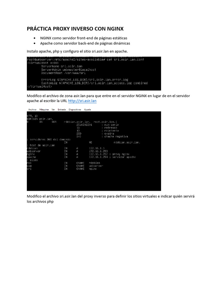 Configuración de Proxy Inverso con NGINX | PDF
